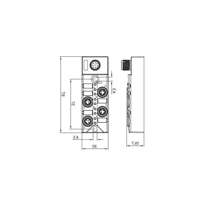 M8分线盒、NPN、4端口分体式、带LED、M12集成接口基座、23N4S1